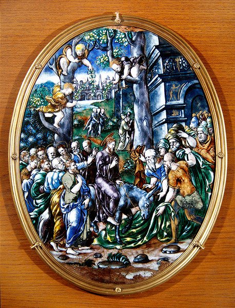 Kristuksen tulo Jerusalemiin, 1557 (maalattu emali) tekijältä Leonard Limosin