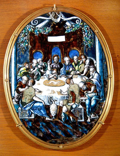 Viimeinen ehtoollinen, 1557 (maalattu emali) tekijältä Leonard Limosin