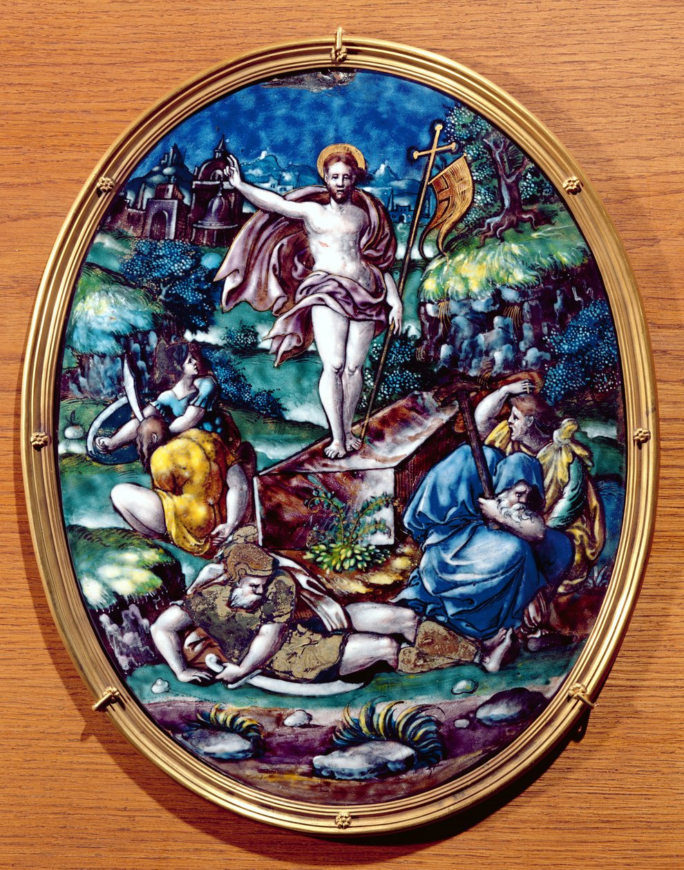 Kristuksen ylösnousemus, 1557 (maalattu emali) tekijältä Leonard Limosin