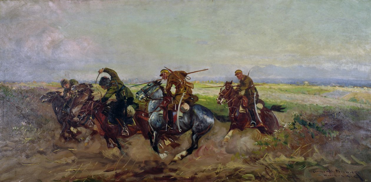 Puolalaiset lanssijat hyökkäävät venäläisten kimppuun, 1920 tekijältä Leonard Winterowski