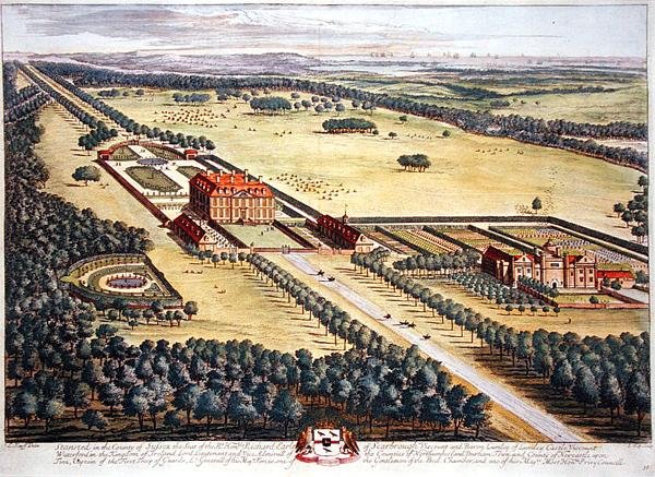 Stansted Sussexin piirikunnassa Johannes Kipin (n. 1652-1722) kaiverrus (kaiverrus) tekijältä Leonard (after) Knyff