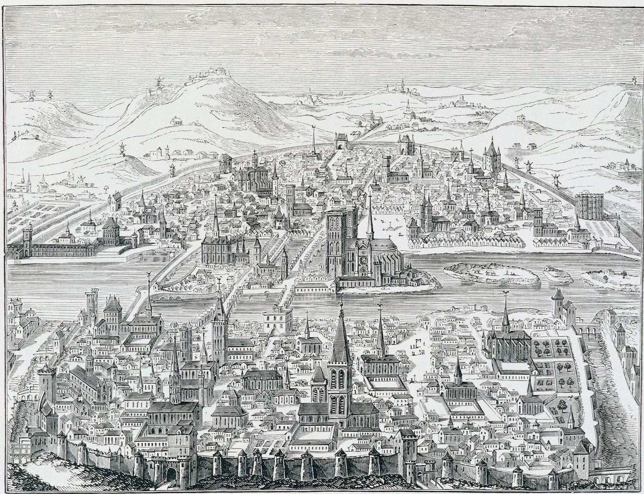 Suuri perspektiivinäkymä Pariisista vuonna 1607, joka perustuu Léonard Gaultier