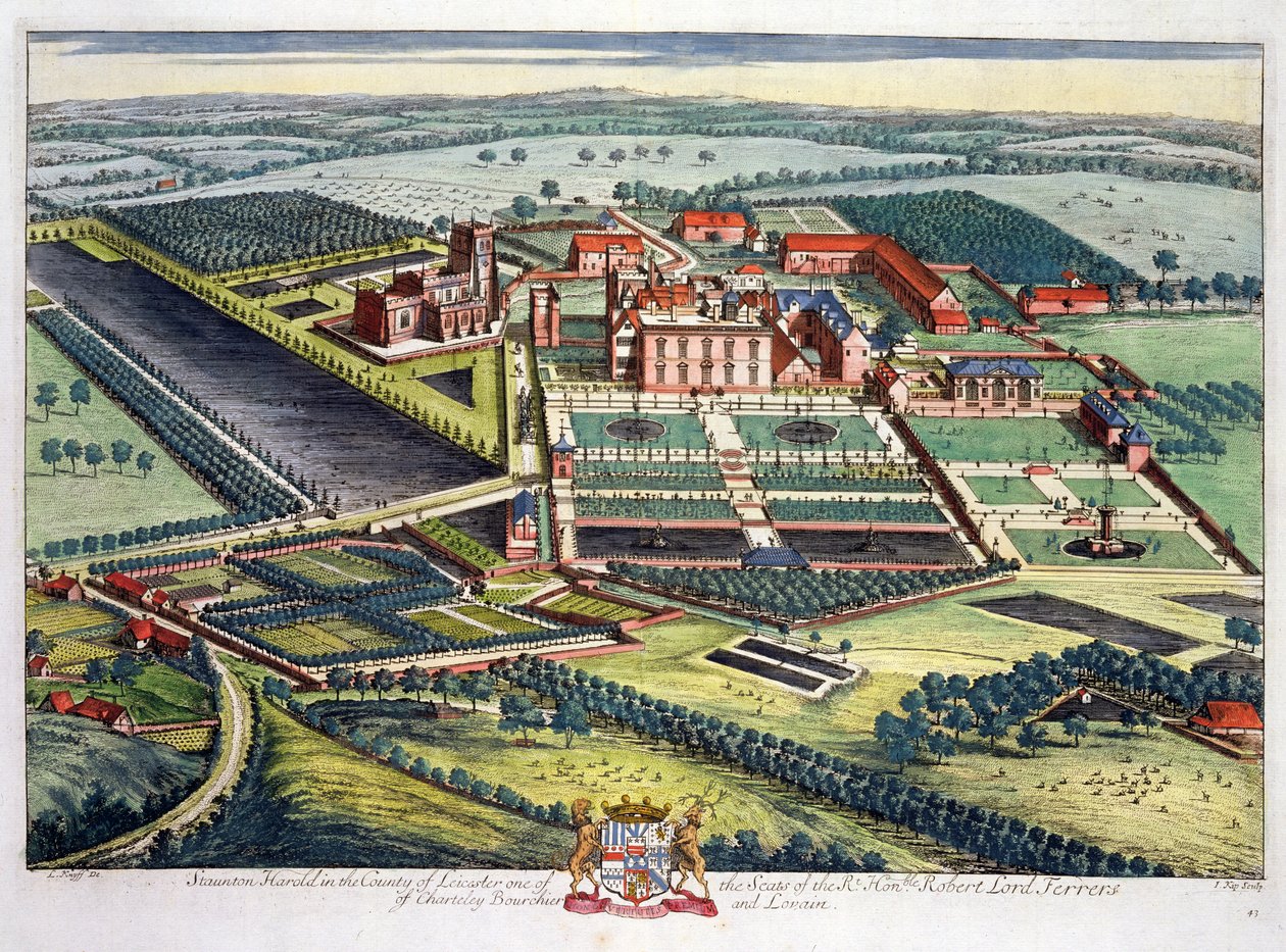 Staunton Harold Leicesterin piirikunnassa Johannes Kipin (n. 1652-1722) kaivertama tekijältä Leonard Knyff