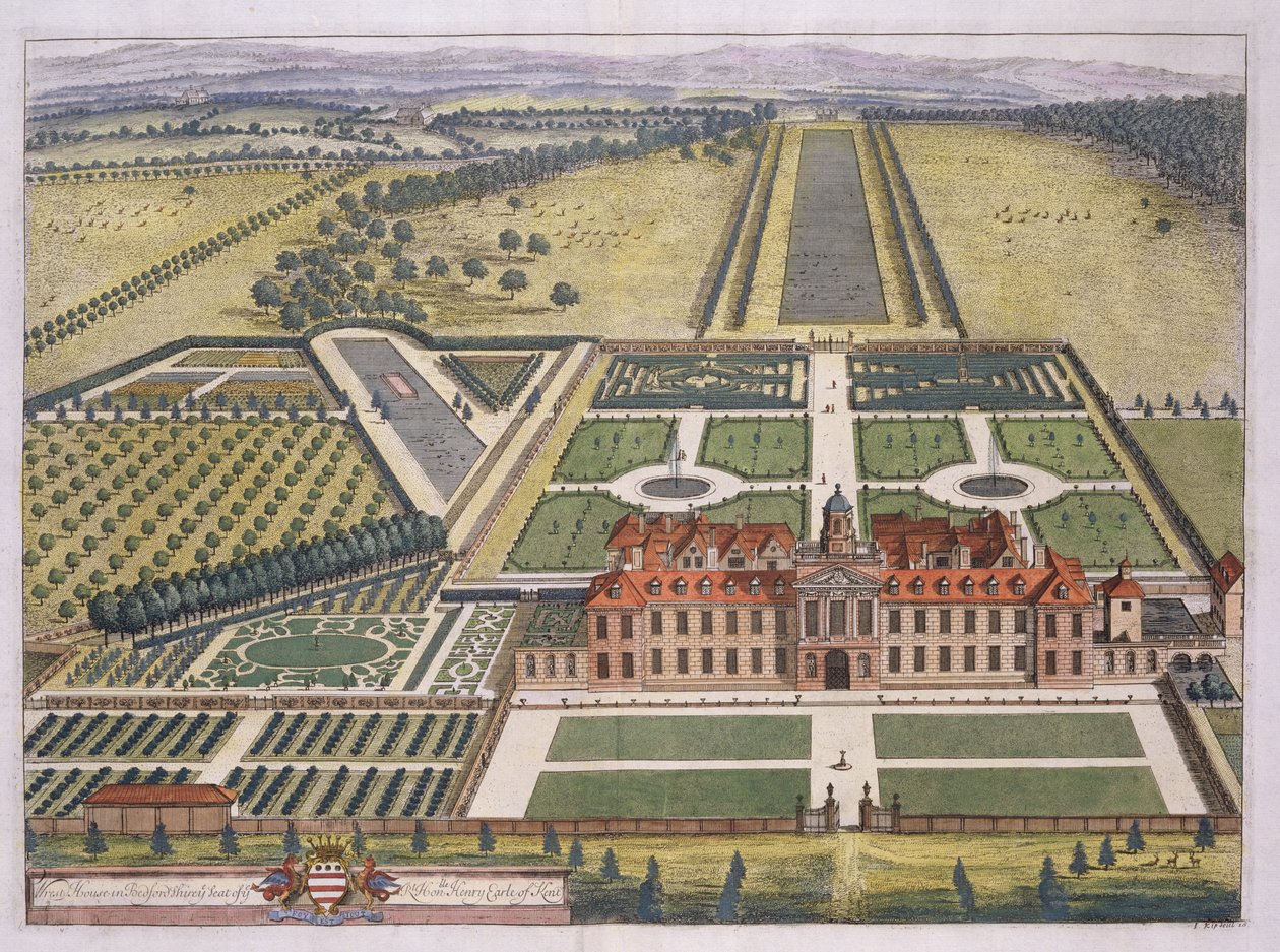 Johannes Kipin (n. 1652-1722) kaivertama Wrest House Bedfordshiressa tekijältä Leonard Knyff