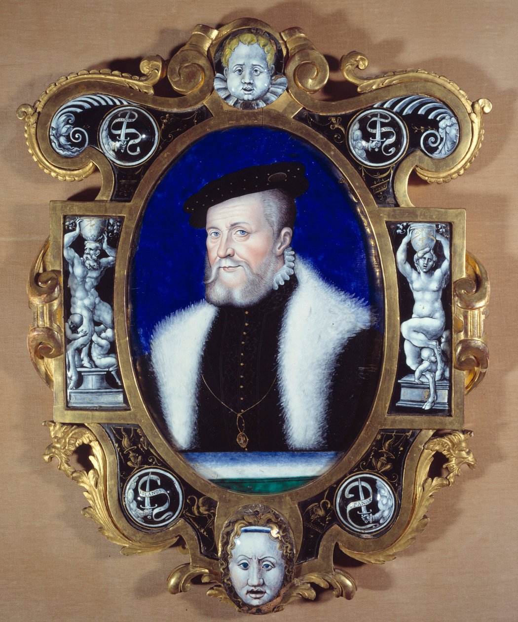 Anne de Montmorency Connetablen (1493-1567) muotokuva. Leonard Limosinin (1505-1577) maalaus tekijältä Leonard Limosin
