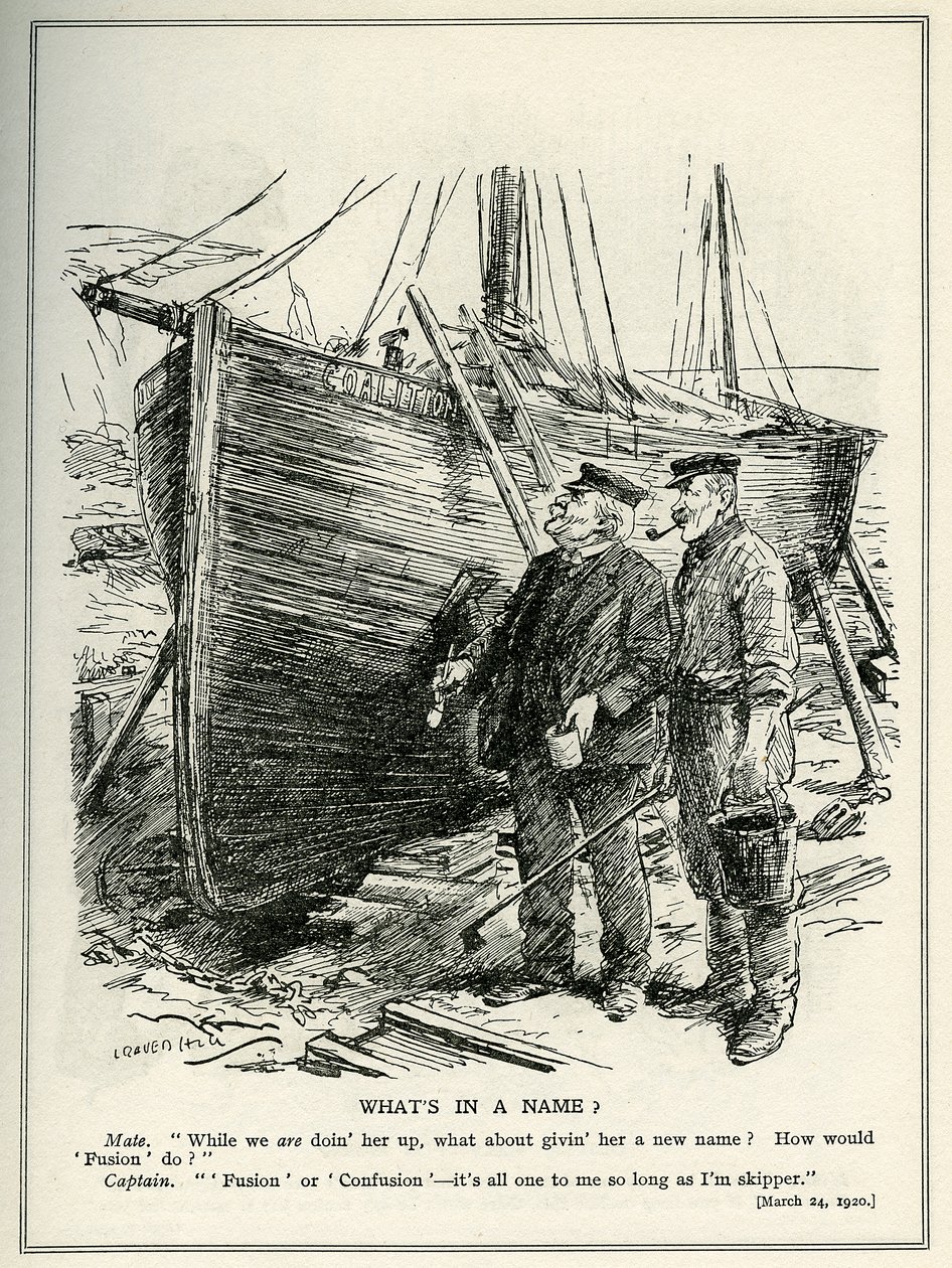 Lloyd George ja laiva "Coalition", 1920 tekijältä Leonard Raven Hill
