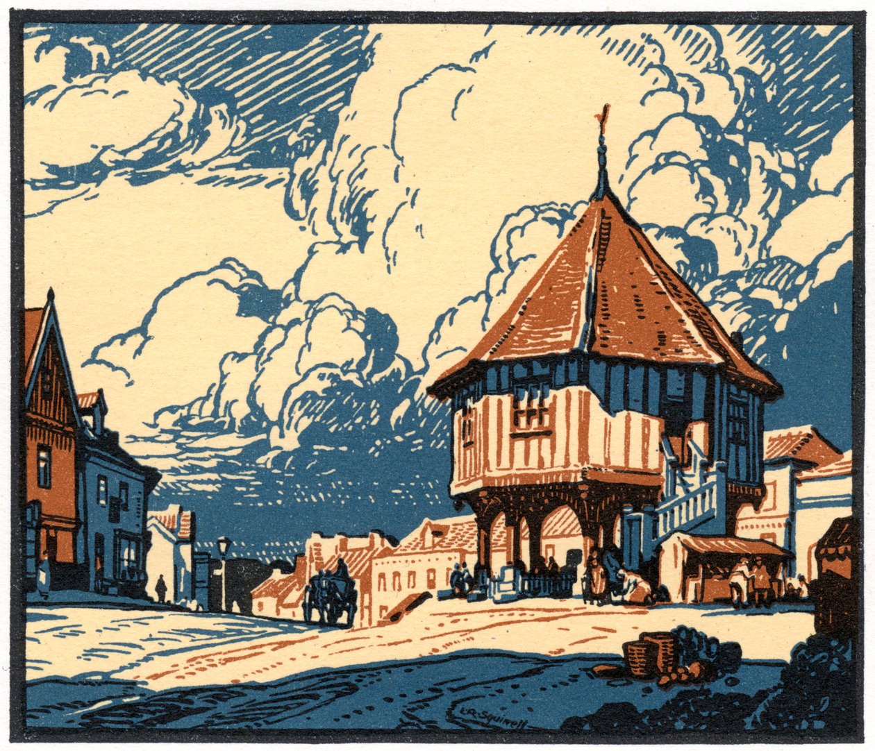 Market Cross, Wymondham, Norfolk, 1900-luvun alku. tekijältä Leonard Russell Squirrell