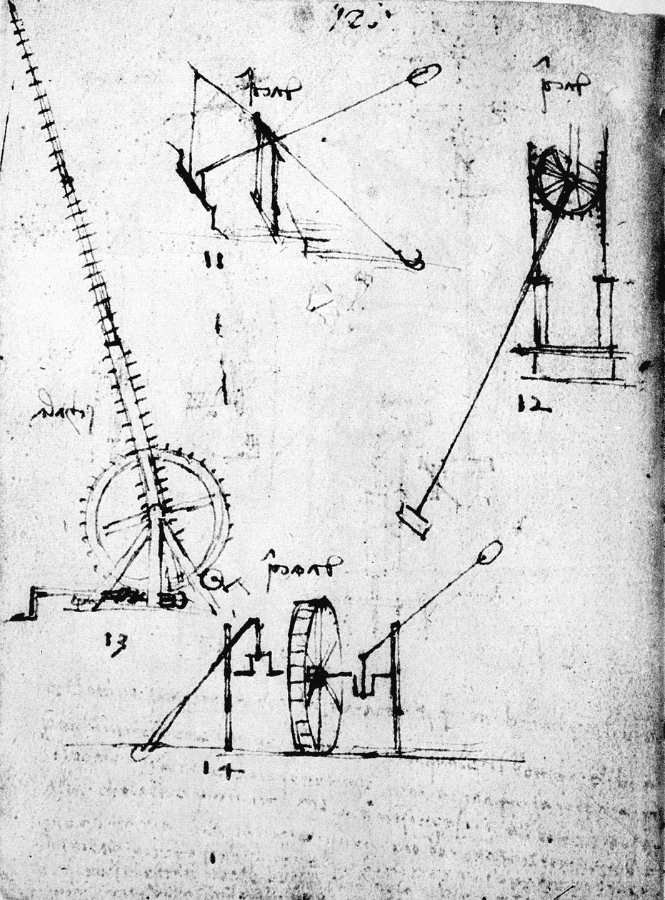 Sivu Codex Forsterista, 1480-1494 tekijältä Leonardo da Vinci