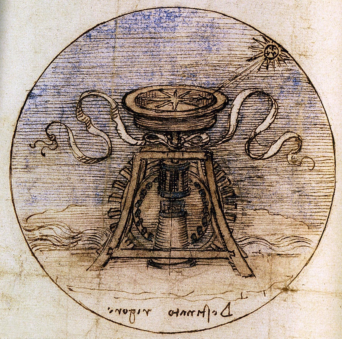 Vesikäyttöinen kompassi tekijältä Leonardo da Vinci