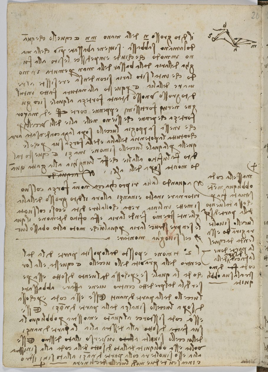 Birds Flight Code, c. 1505-06, paperikäsikirjoitus, cc. 18, arkki 13 verso tekijältä Leonardo da Vinci