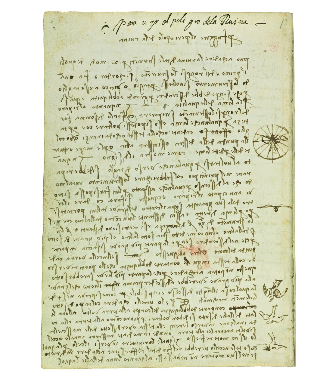 Codex lintujen lennosta, Folio 12 verso tekijältä Leonardo da Vinci