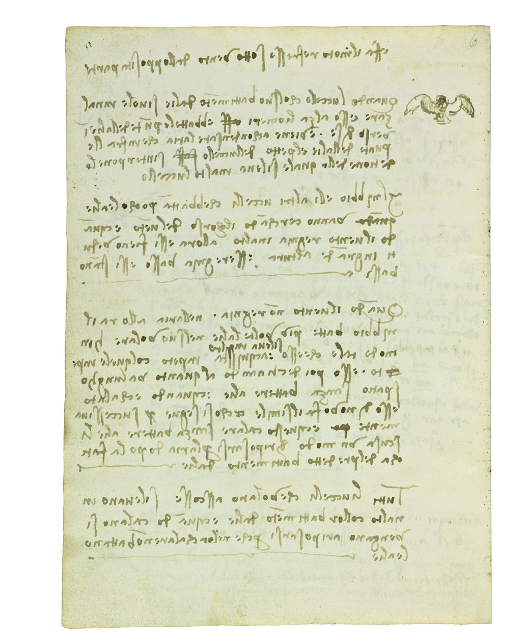 Codex lintujen lennosta, Folio 5 verso tekijältä Leonardo da Vinci
