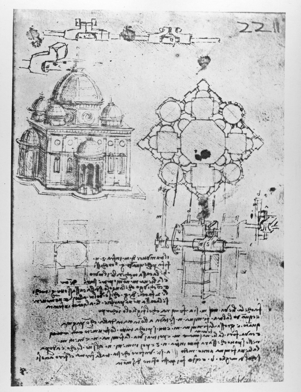Suunnittelu kirkkoon, fol. 4r tekijältä Leonardo da Vinci