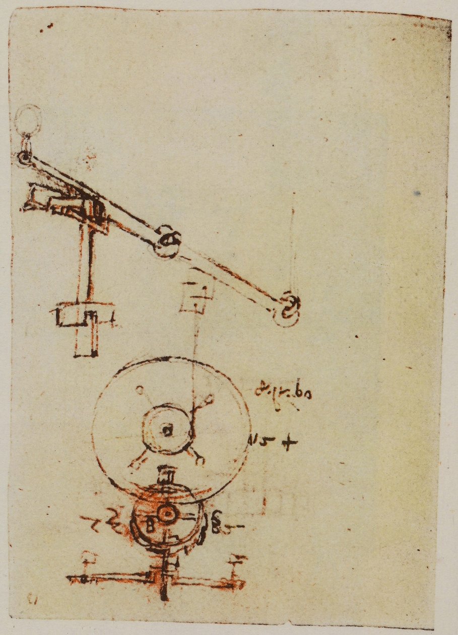 Mallit pyörien ja vaihteiden valmistukseen, kuvitus Codex Forster II:sta tekijältä Leonardo da Vinci