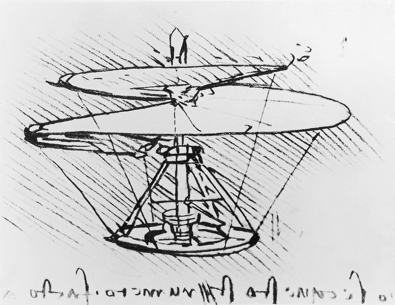 Yksityiskohta mallista lentävälle koneelle, n. 1488 kynä ja muste paperille tekijältä Leonardo da Vinci