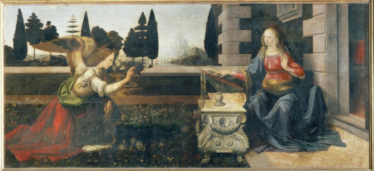 Die Verkundigung tekijältä Leonardo da Vinci