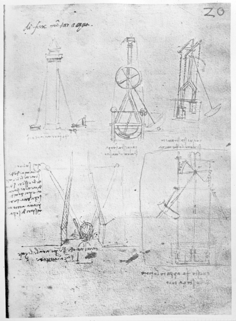 Fol. 20r Pariisin käsikirjoituksesta B, 1488-90 tekijältä Leonardo da Vinci