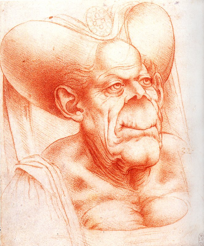 Groteskinen pää tekijältä Leonardo da Vinci