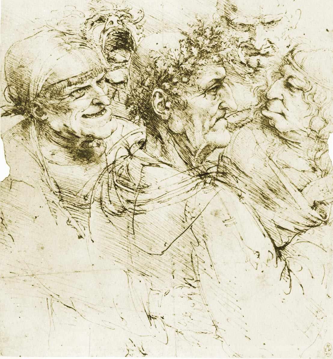 Groteski Köpfe tekijältä Leonardo da Vinci