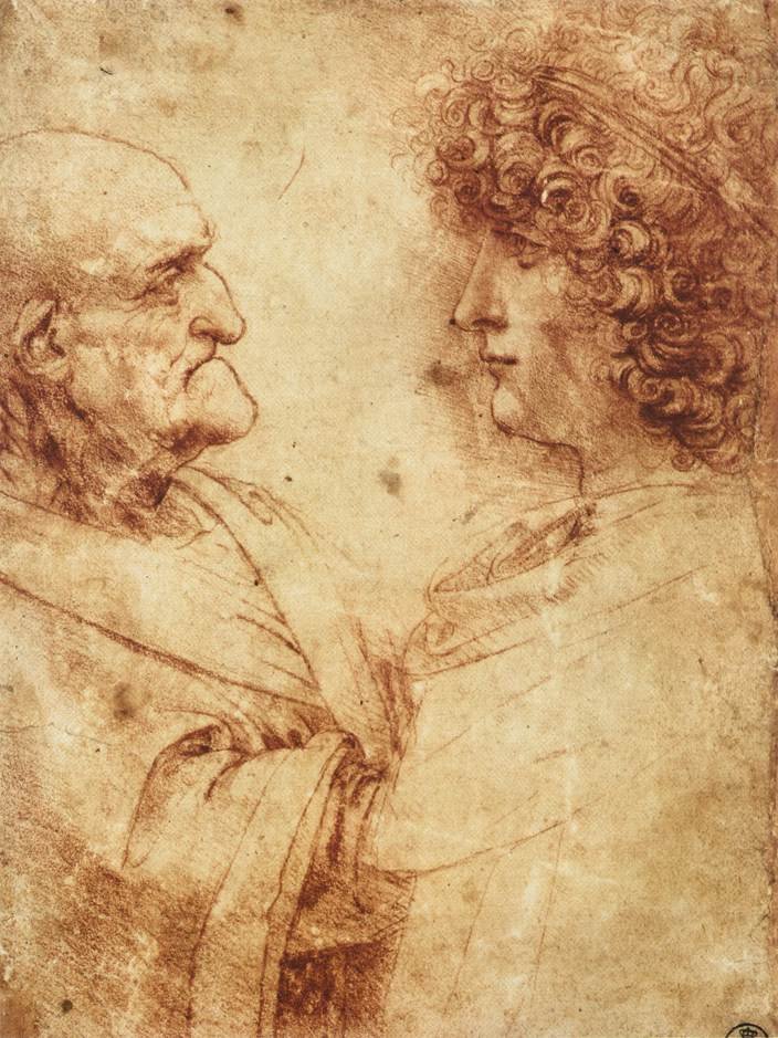 Vanhan miehen ja nuoren pää tekijältä Leonardo da Vinci
