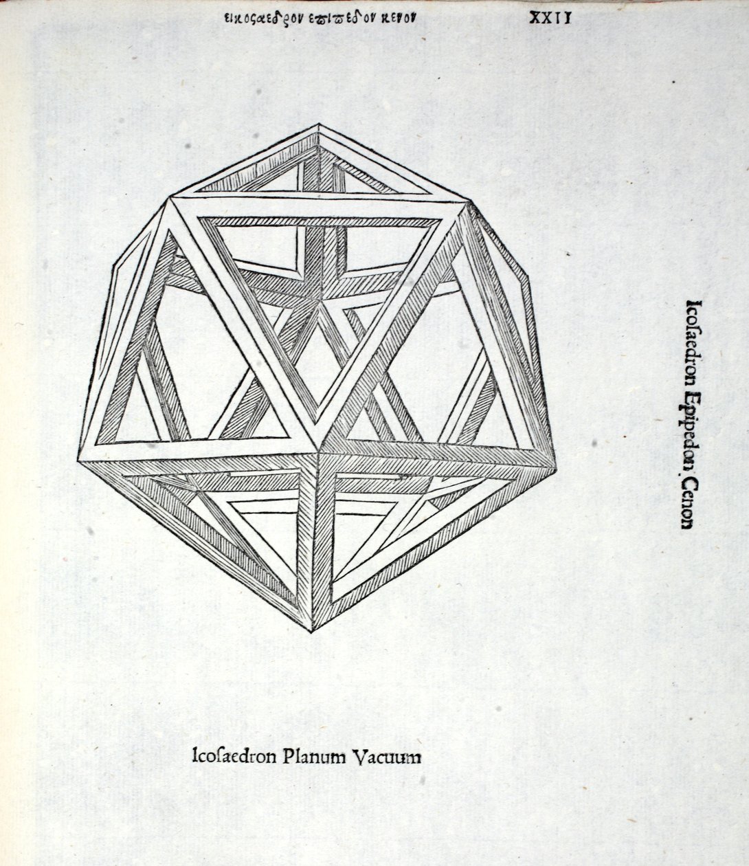 Icosaedron planum vacuum, kuvitus Luca Paciolin (n. 1445-1517) teoksesta 
