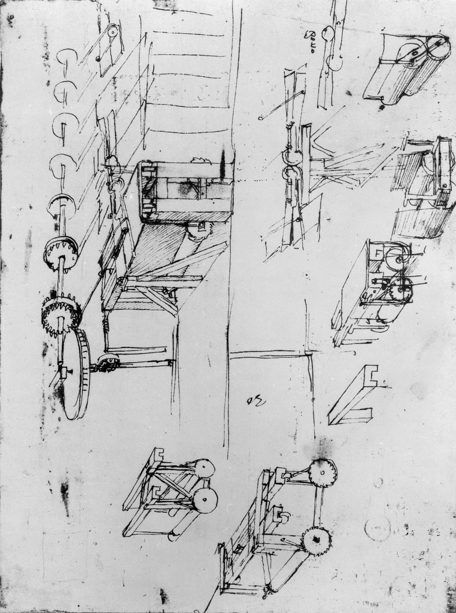 Konesuunnittelut, fol. 367r-b (kynä ja muste paperille) tekijältä Leonardo da Vinci