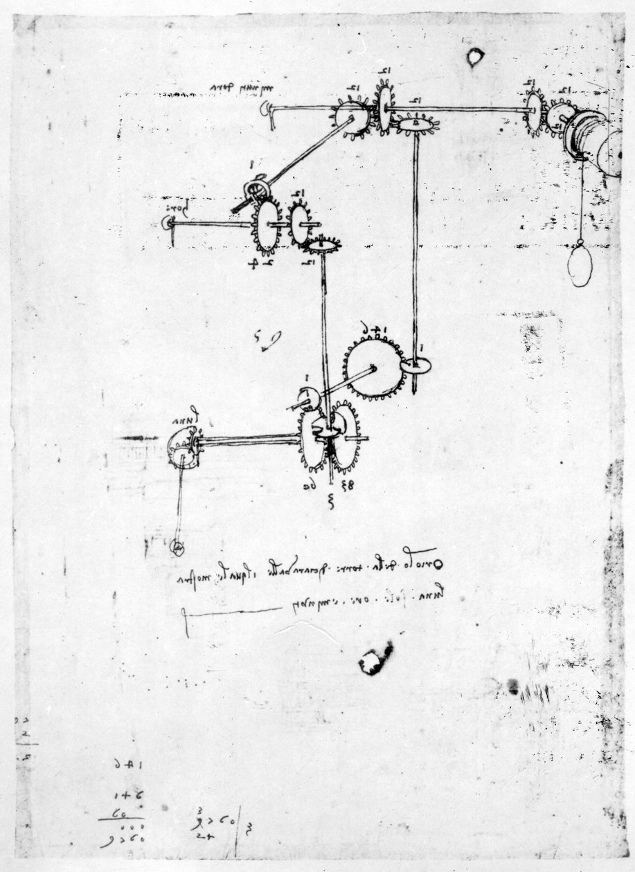 Konemallit, fol. 399v-b (tussi ja tussi paperille). tekijältä Leonardo da Vinci
