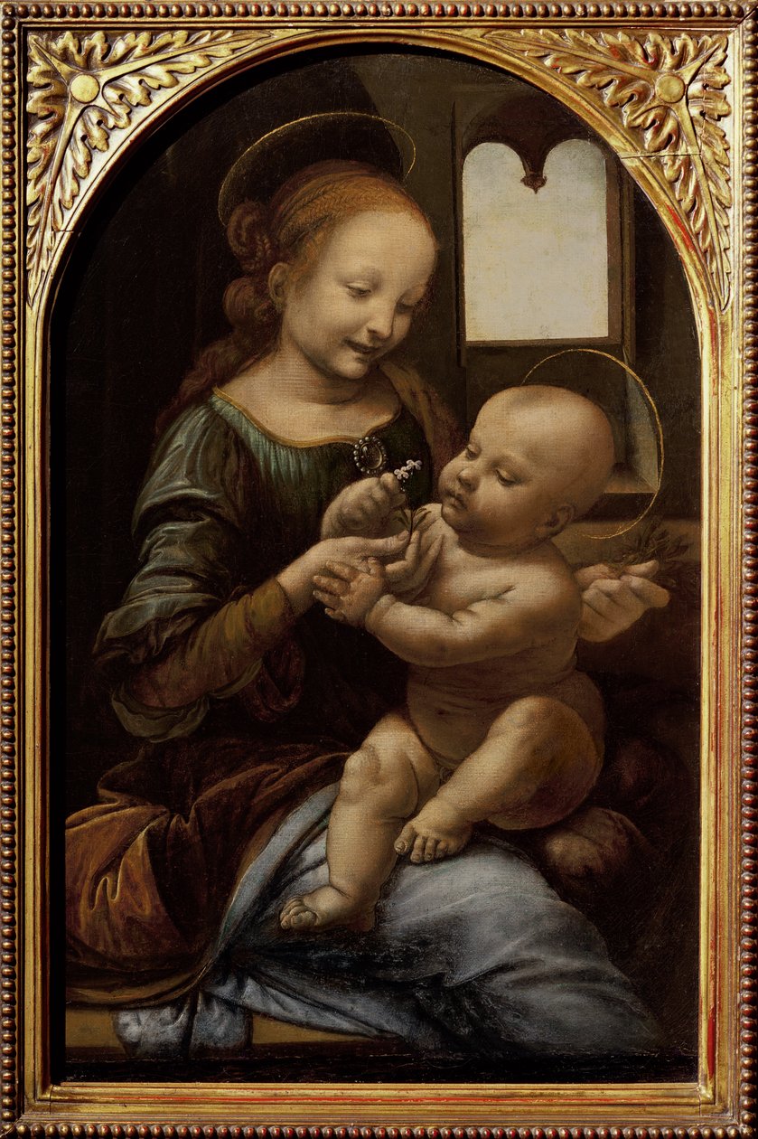 Madonna kukka kanssa tai Madonna Benois, n. 1478 tekijältä Leonardo da Vinci