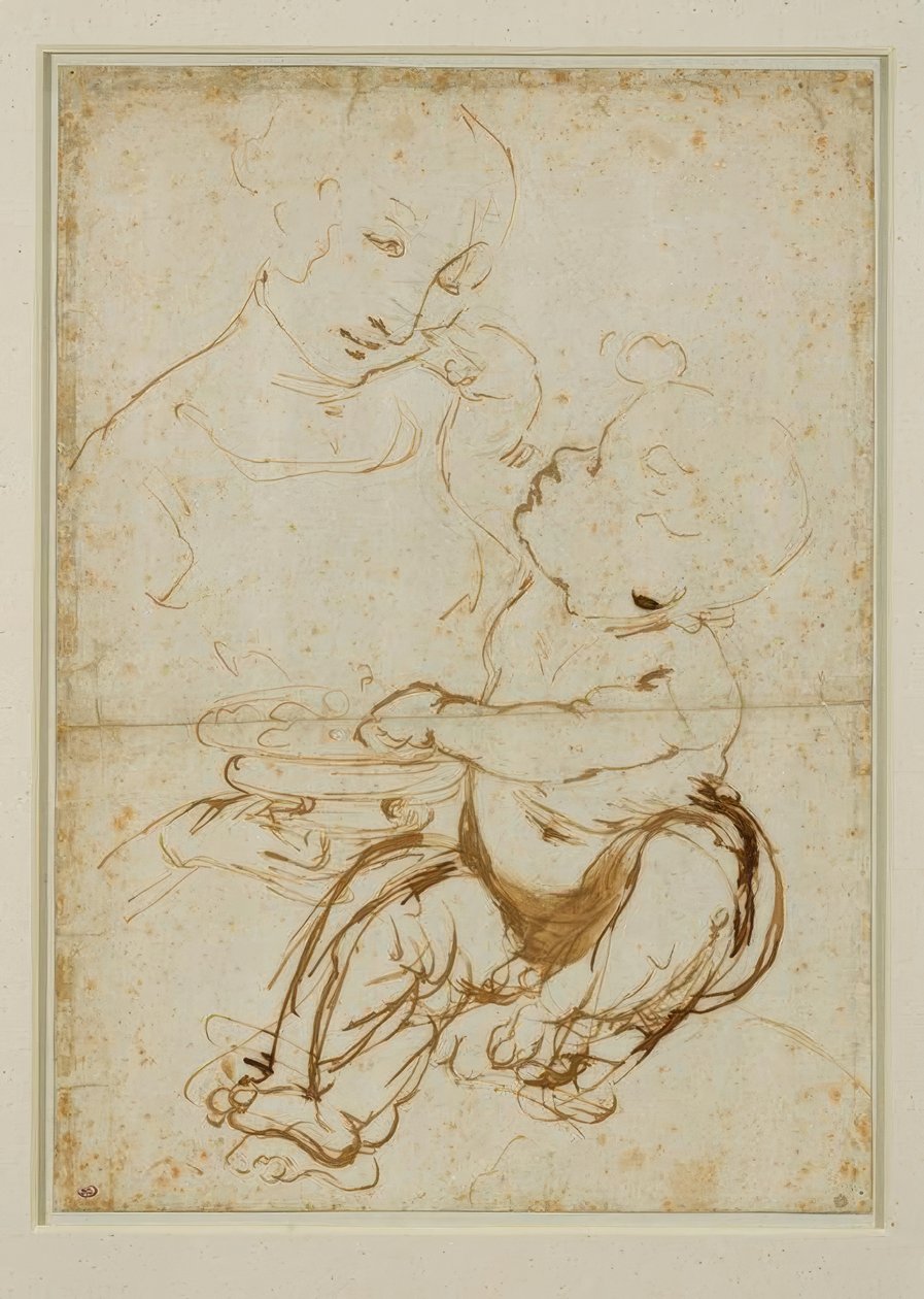 Maria mit Kind, sog. Madonna mit den Früchten tekijältä Leonardo da Vinci