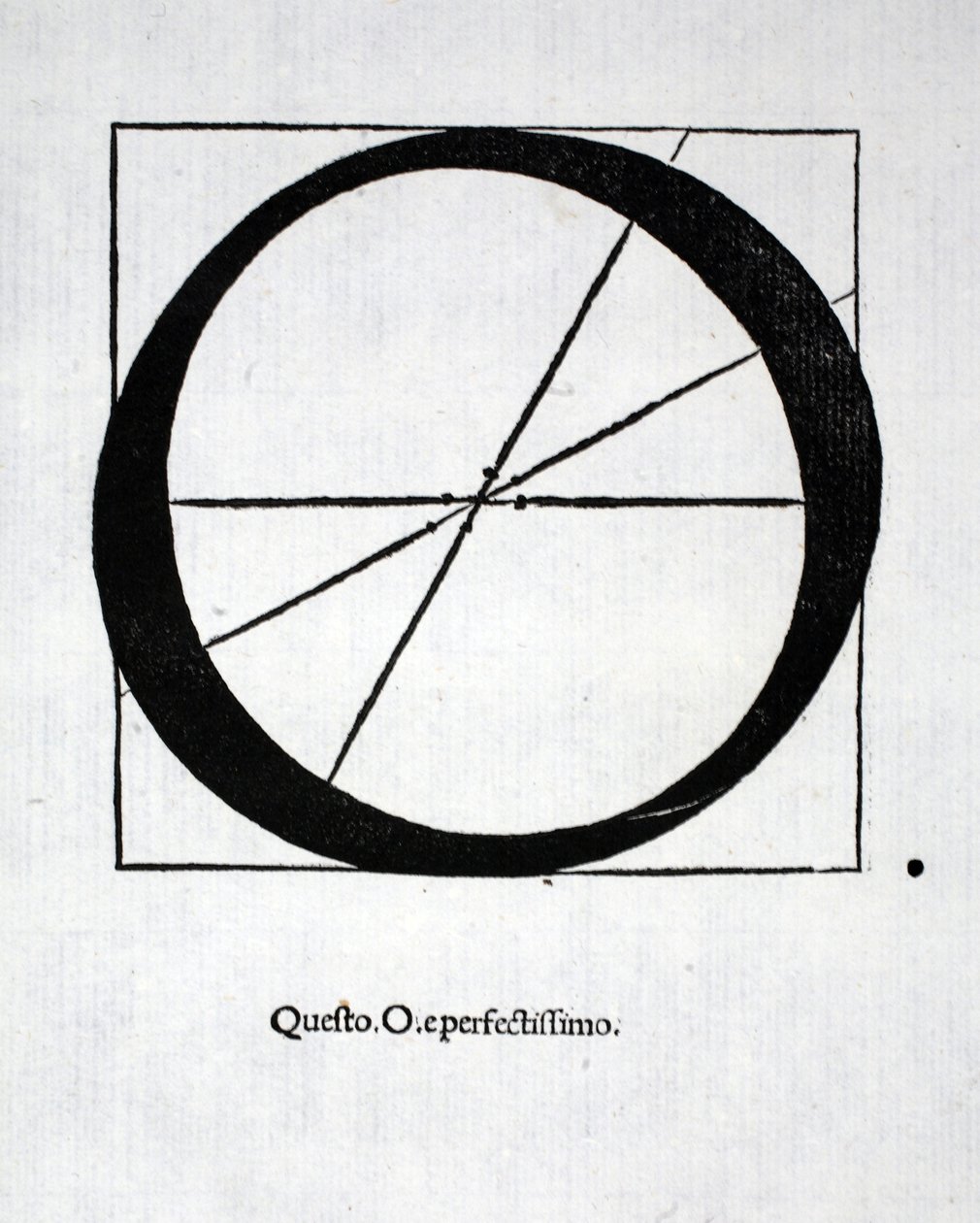 O, kuvitus Luca Paciolin (n. 1445-1517) "Divina Proportionesta", alunperin pub. Venetsia, 1509 tekijältä Leonardo da Vinci