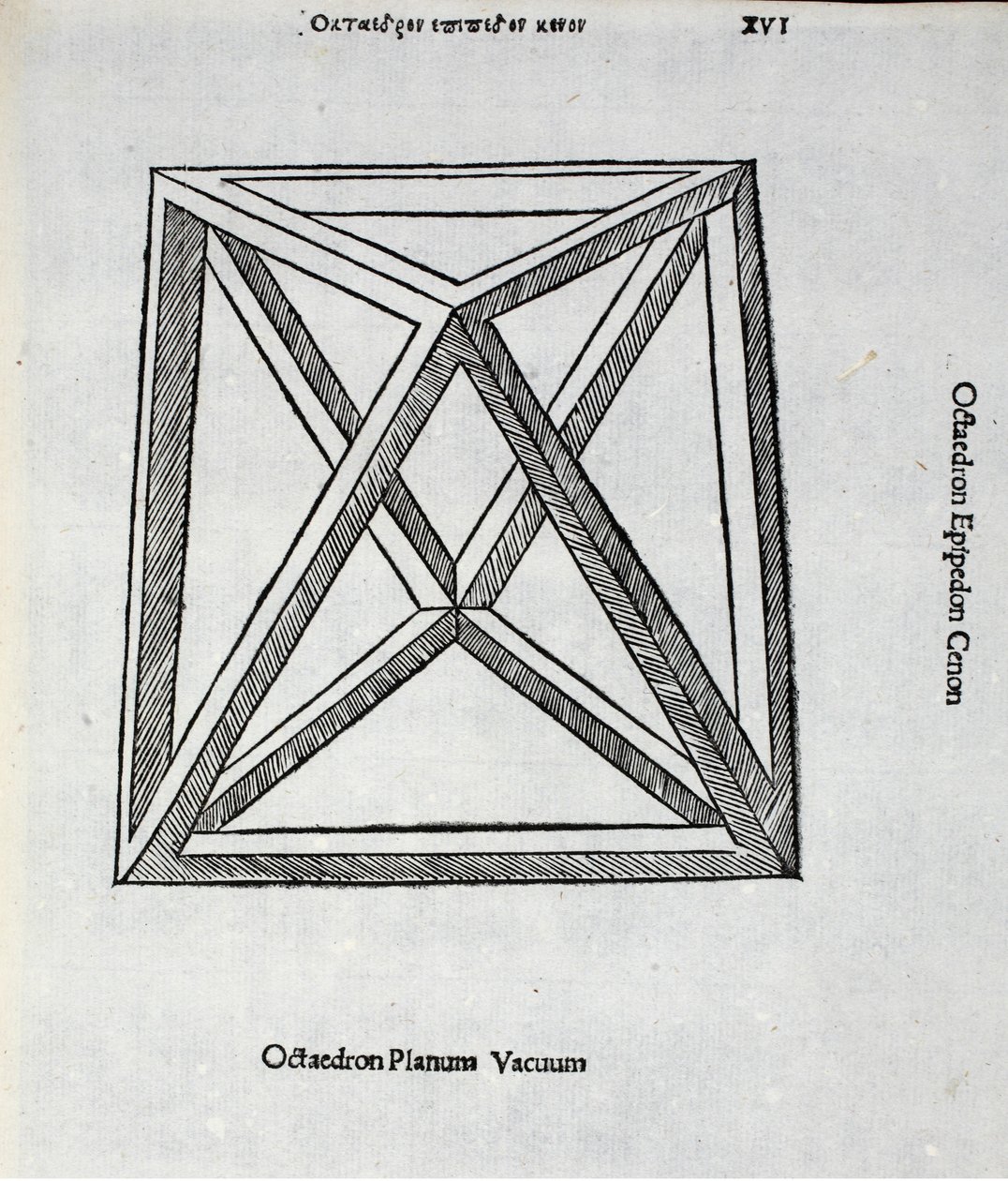 Octocedron tasotyhjiö, kuvitus "Divine Proportion":sta, kirjoittaja Luca Pacioli (n.1445-1517), alunperin pub. Venetsia, 1509 tekijältä Leonardo da Vinci