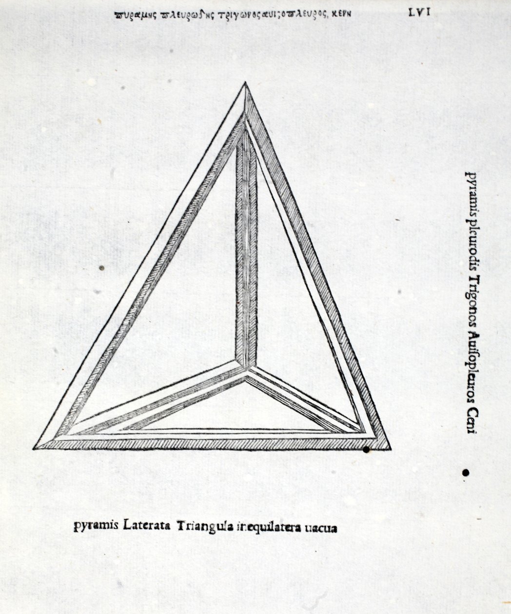Tyhjä suorakaiteen muotoinen pyramidi, kuvitus Luca Paciolin (n. 1445-1517) "Divine Proportion" -julkaisusta, alun perin pub. Venetsia, 1509 tekijältä Leonardo da Vinci