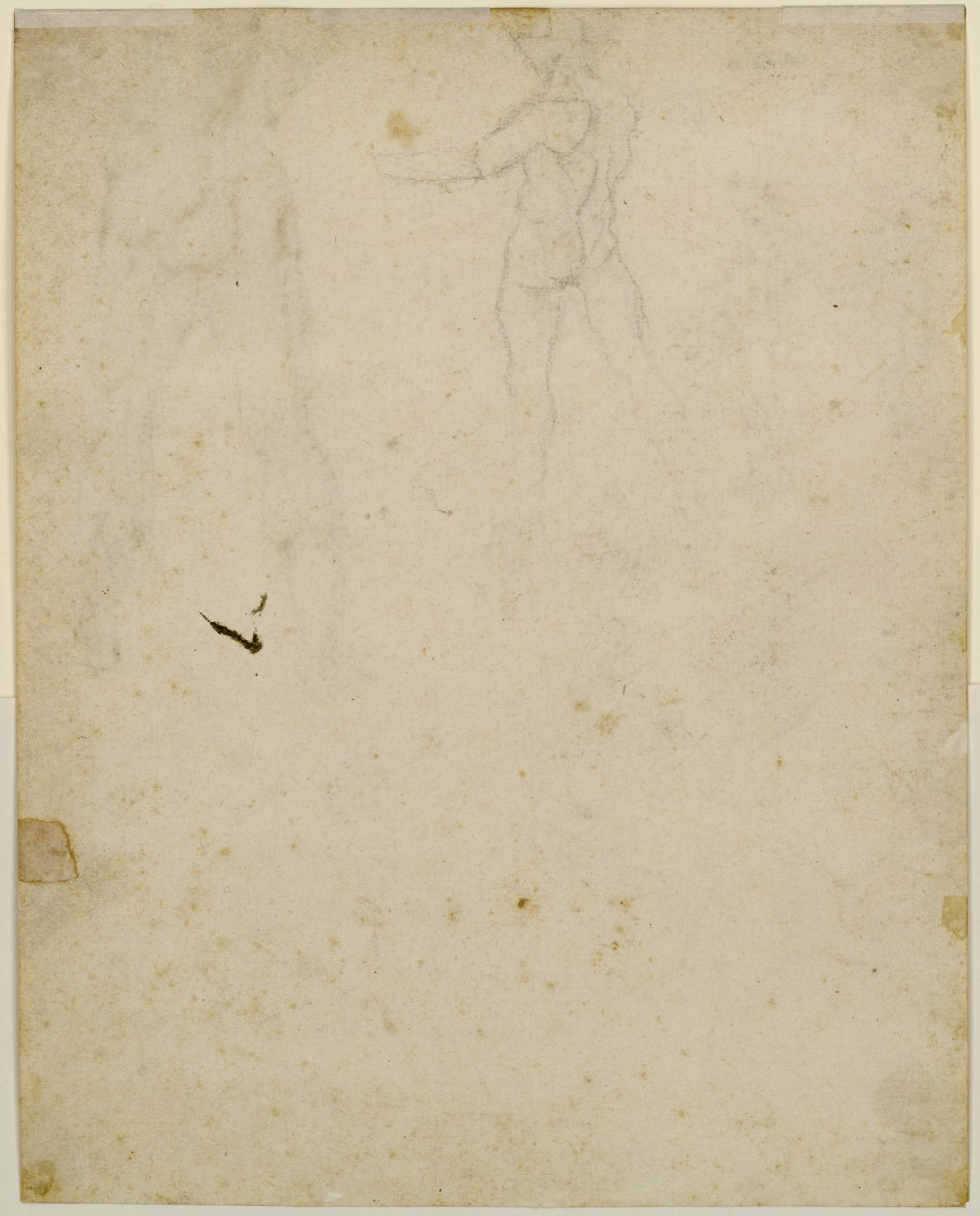 Luonnos keskushahmosta peräsuorassa, näkymä vasemmalta tekijältä Leonardo da Vinci