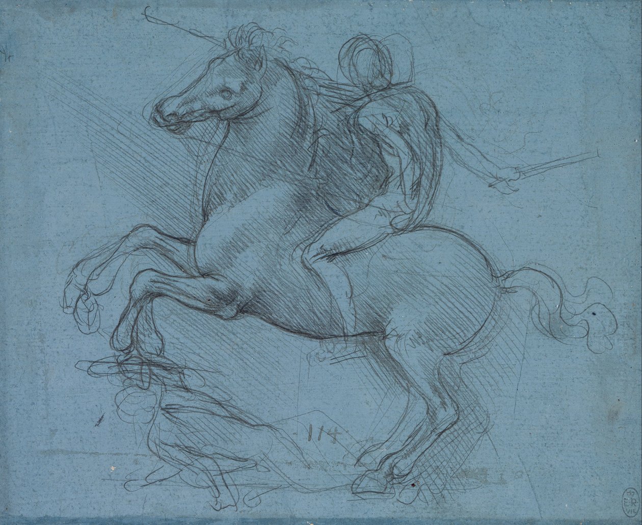 Tutkimus ratsastusmuistomerkille (recto) tekijältä Leonardo da Vinci