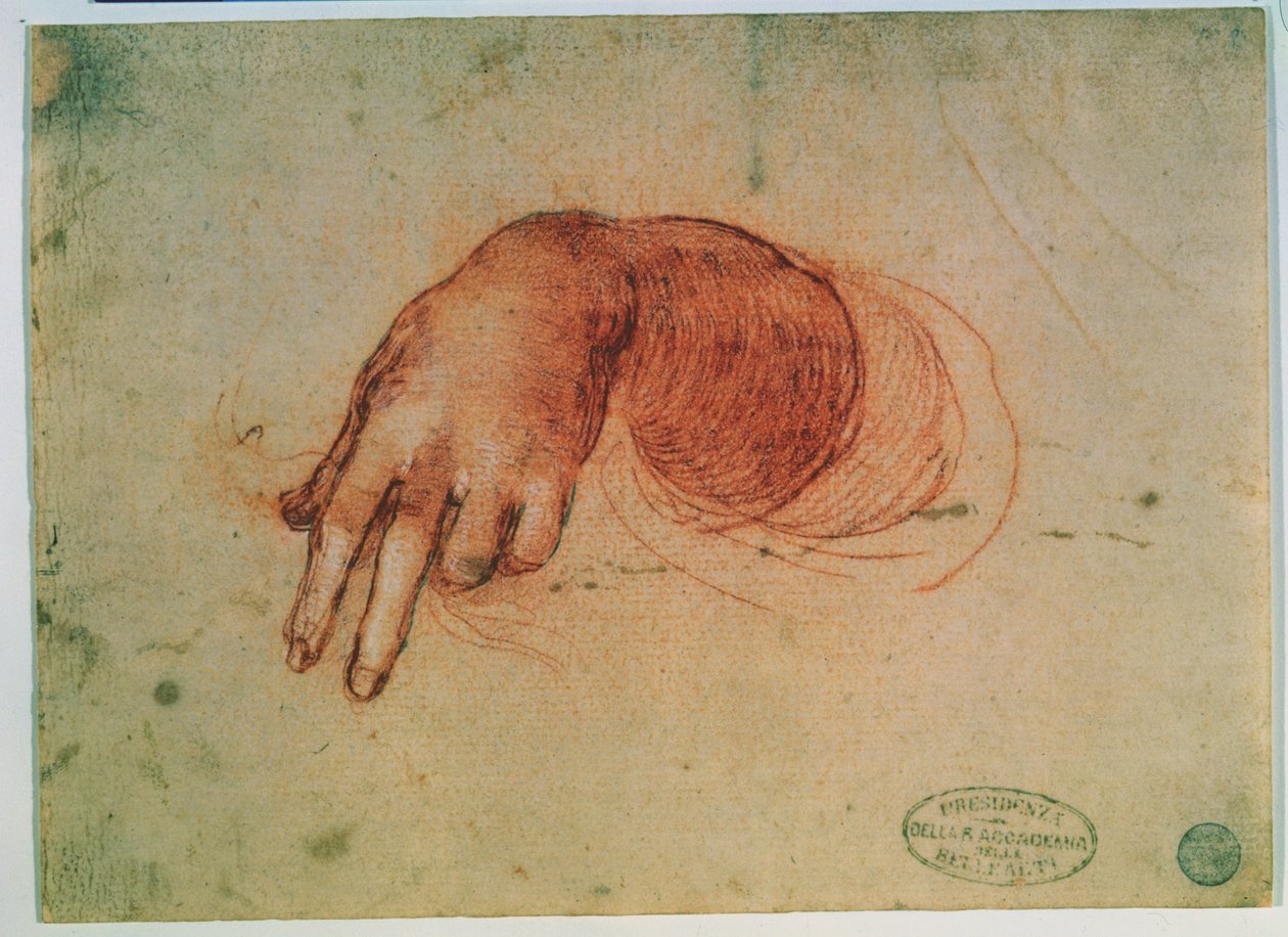 Tutkimus kädestä (punainen liitu paperille) tekijältä Leonardo da Vinci