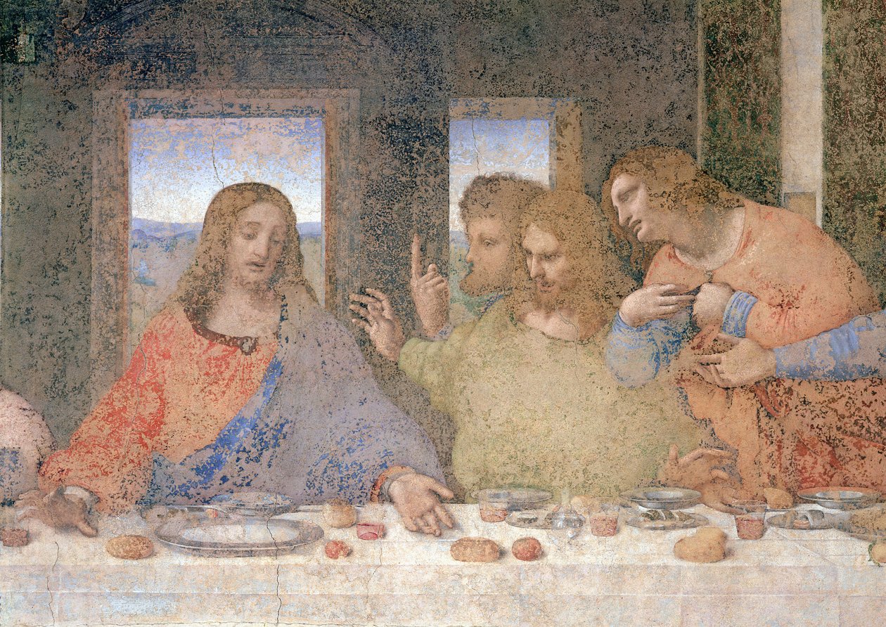 Viimeinen ehtoollinen, 1495-1497 (palautuksen jälkeen) tekijältä Leonardo da Vinci