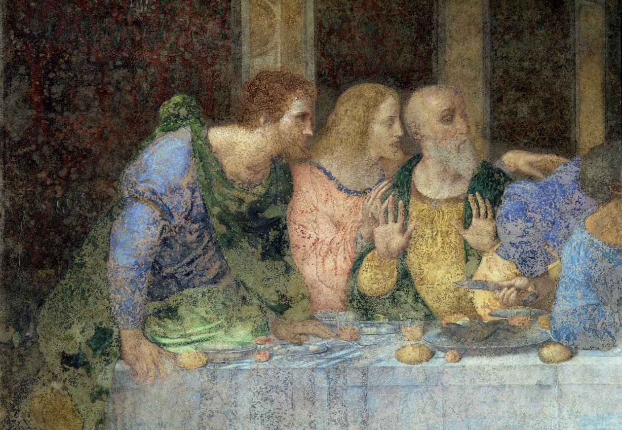 Viimeinen ehtoollinen, 1495-1497 (palautuksen jälkeen) tekijältä Leonardo da Vinci