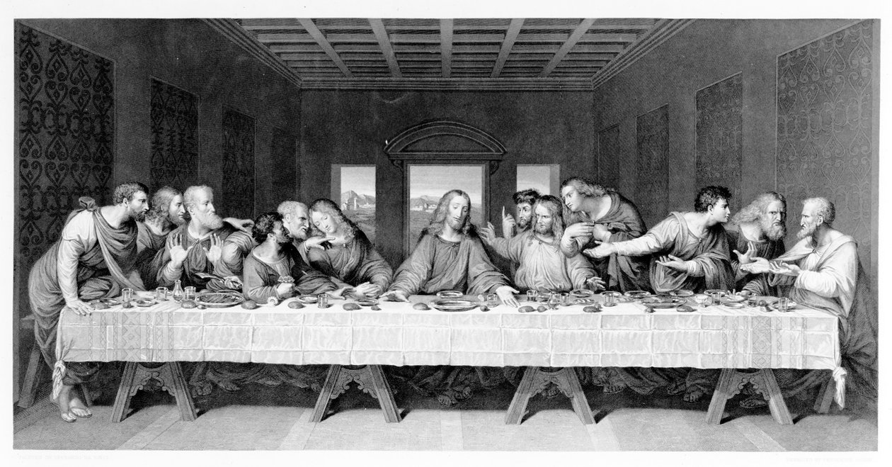 Viimeinen ehtoollinen, kaivertanut Frederick Bacon, 1863 tekijältä Leonardo da Vinci