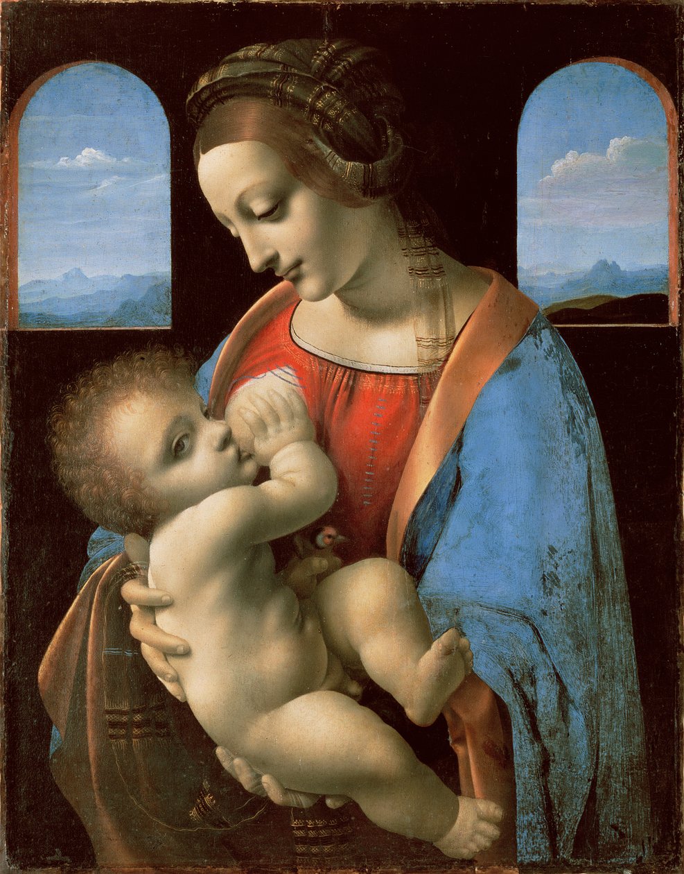 Litta Madonna, n. 1490 (tempera kankaalle siirretty paneelista) tekijältä Leonardo da Vinci