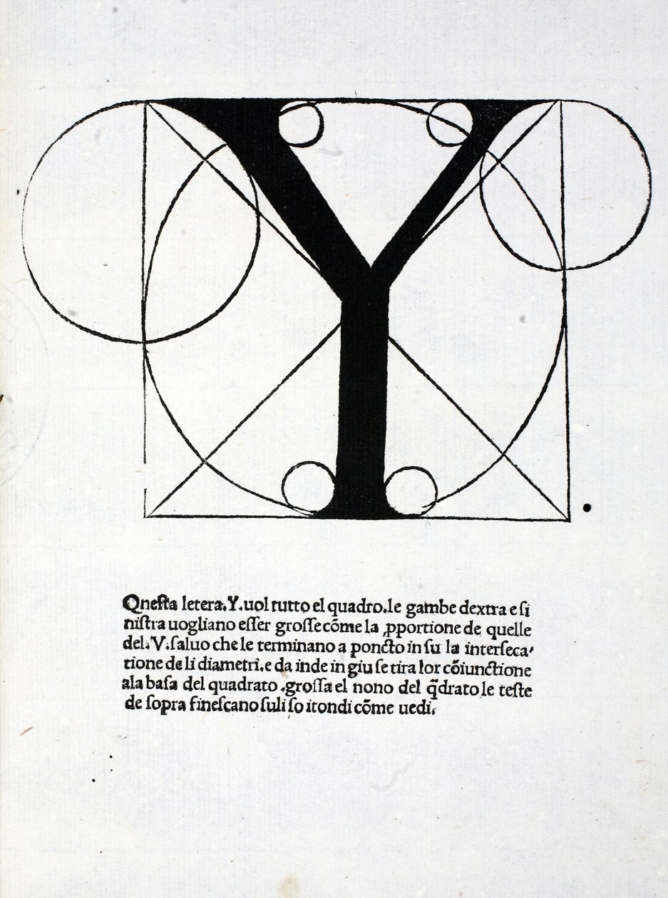 Y, kuvitus "Divina Proportionesta", kirjoittaja Luca Pacioli (n. 1445-1517), alunperin pub. Venetsia, 1509 tekijältä Leonardo da Vinci