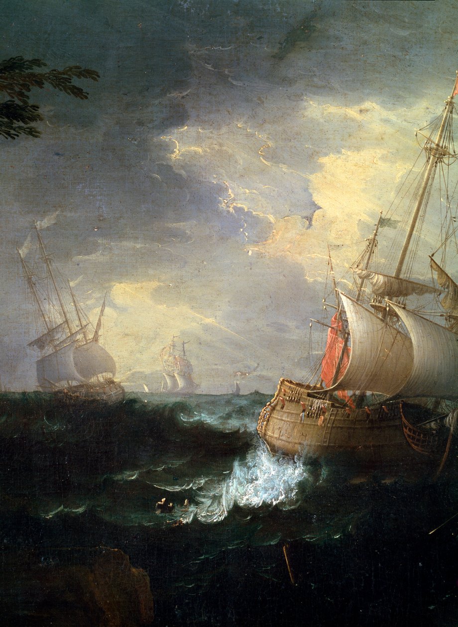 Myrskyinen meri, 1700-1750. Yksityiskohta. tekijältä Leonardo Coccorante