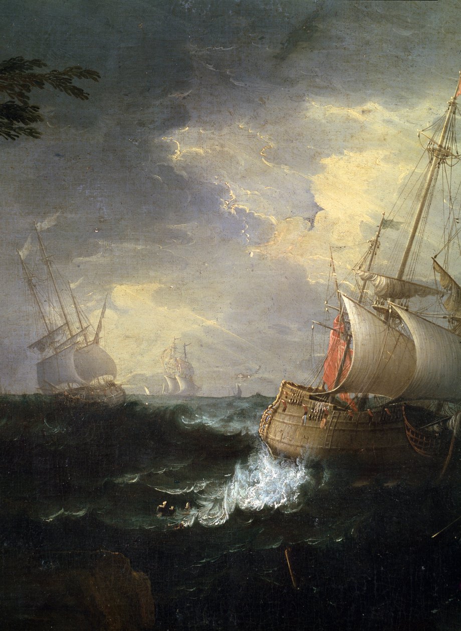 ""tempete en mer"" (Myrskyinen meri) Yksityiskohta. Peinture de Leonardo Coccorante (1680-1750) 18eme siecle Musee des Beaux Arts de Mikalojus Konstantinas Ciurlionis, Kaunas, Liettua tekijältä Leonardo Coccorante