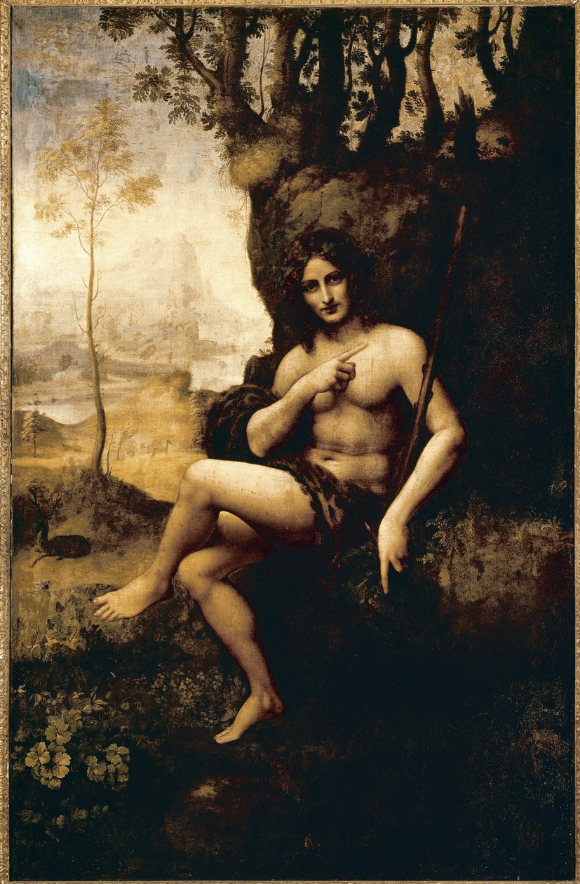 Bacchus (öljy transponoitu kankaalle tekijältä Leonardo da (studio of) Vinci