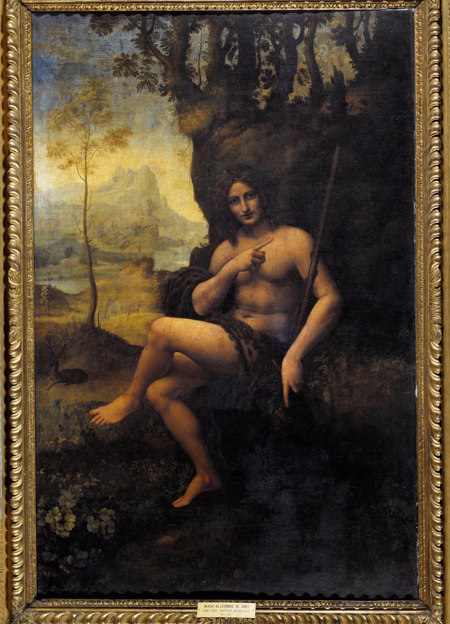 Bacchus-maalaus Leonard de Vincin (Leonardo) työpajasta (1452-1519) tekijältä Leonardo da (studio of) Vinci