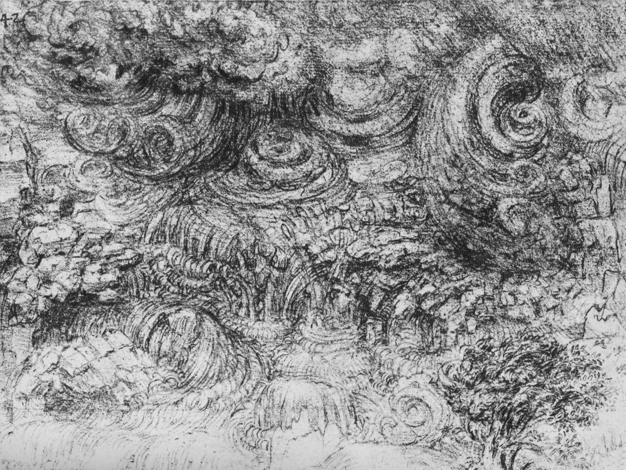 Pilvenpurkaus, c1480 1945 tekijältä Leonardo da Vinci