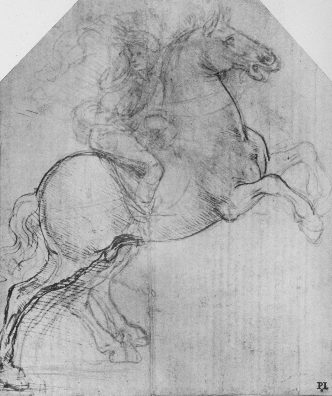 Ratsastaja kasvatushevosella, c1480 1945 tekijältä Leonardo da Vinci