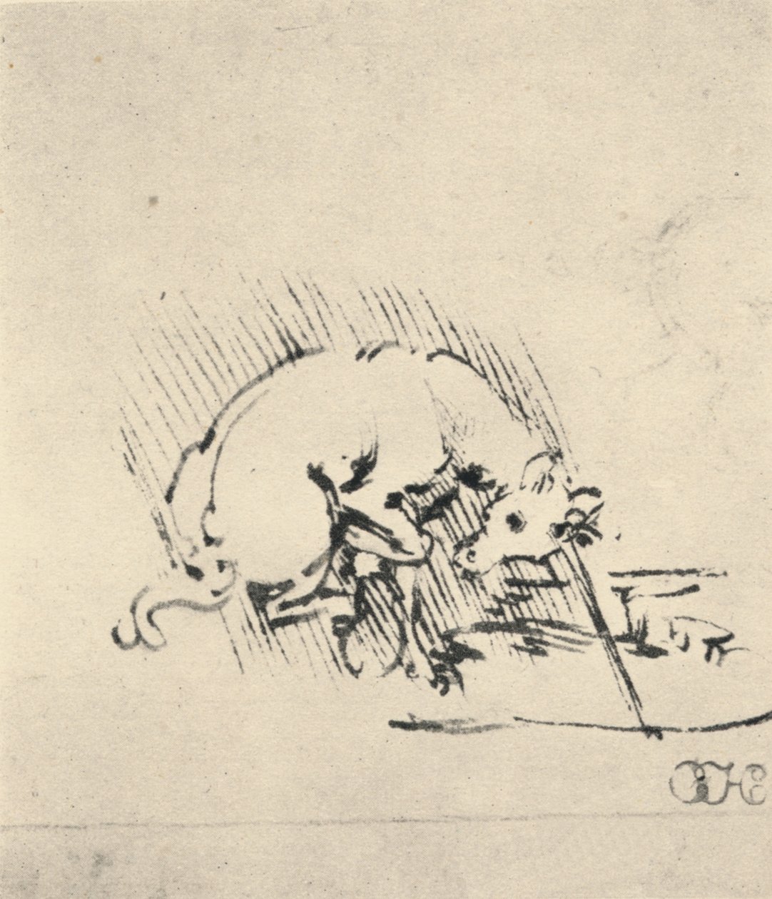 Yksisarvinen, joka kastaa sarvinsa veteen, c1480 1945 tekijältä Leonardo da Vinci