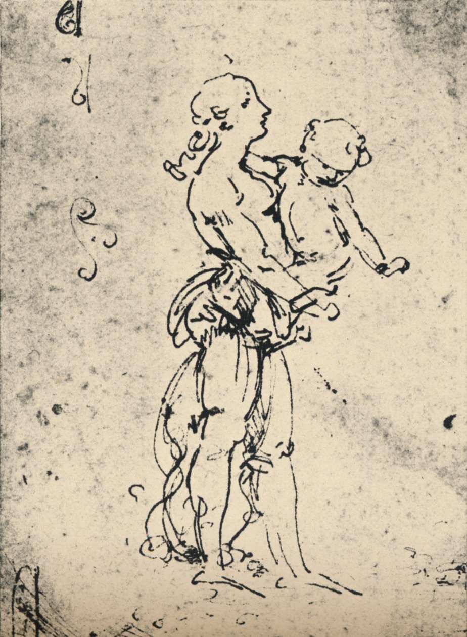 Nainen kantamassa lasta, c1481 1945 tekijältä Leonardo da Vinci