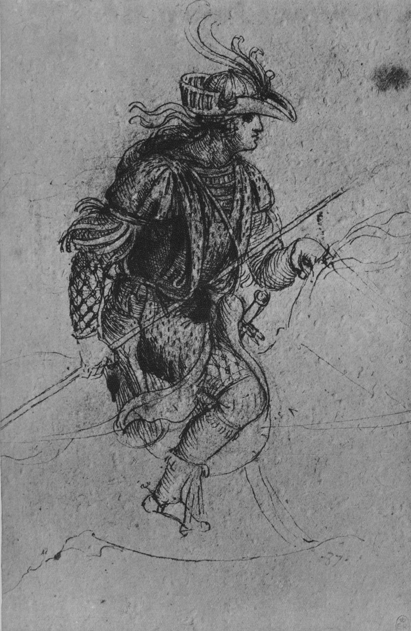 Nuori hevosen selässä, c1480 1945 tekijältä Leonardo da Vinci
