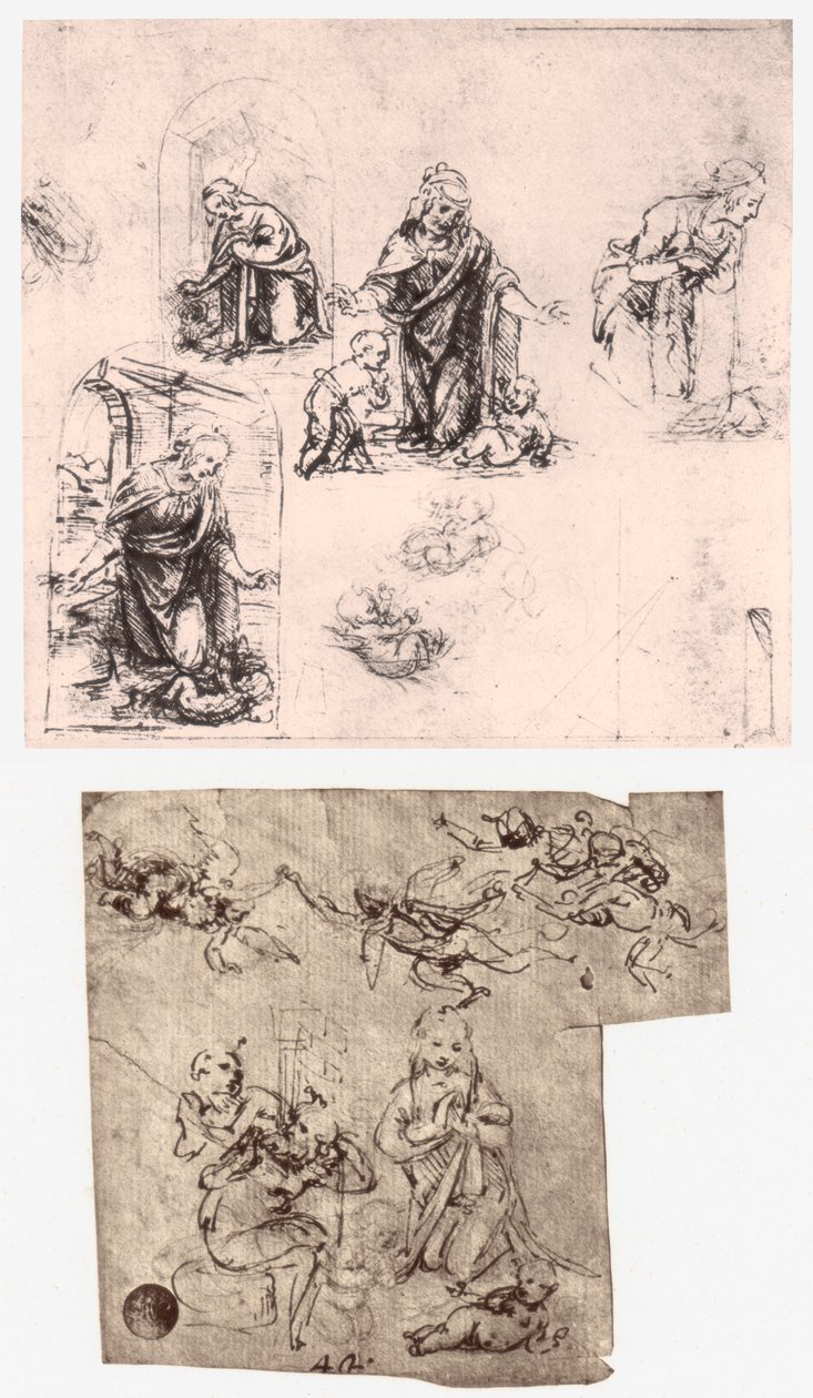Lapsen palvonta, c1483 tekijältä Leonardo da Vinci